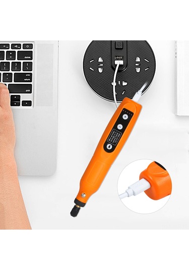 Geeroyoo Kkmoon Şarj Edilebilir Mini El Taşlama Makinesi, 5 Hız Ayarlı Işık Fonksiyonlu Taş Oyma Ve Parlatma Aleti, Portakal Renk