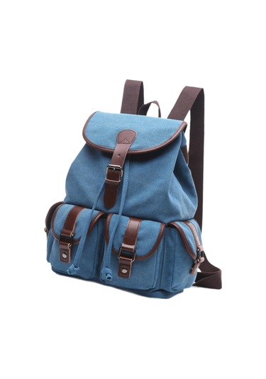 Suntek Kanvas Sırt Çantası Okul Yürüyüş Satchel Çanta MAvi