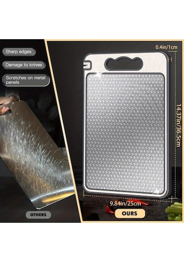 Liangmei 1 Adet Paslanmaz Çelik Kesme Tahtası Çift Taraflı Kesme -