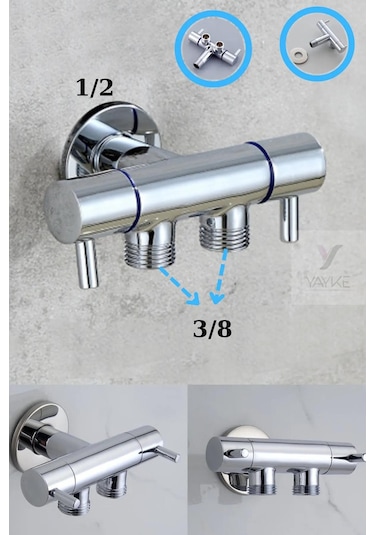 Yayke Çift Kollu Çıkışlı Lüx Taharet Musluğu Krom