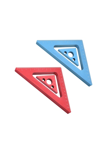 Tenfowee Ahşap İşleme İçin Pratik Alüminyum Ölçüm Cetveli, Metrik Ve İnç Ölçekli, Kırmızı Küçük Boy