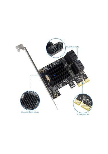 5075 Pci Express Pci-e 4 Port Sata 3.0 Hdd Ssd Çoklayıcı Kart