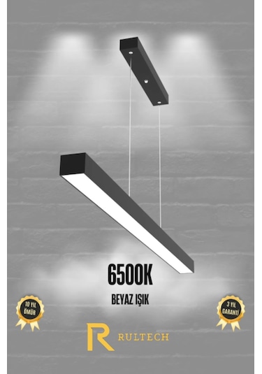 Linear 150cm Siyah Kasa Ledli Sarkıt Modern Led Avize, Salon, Mutfak, Masa Üstü Avize Aydınlatma Beyaz