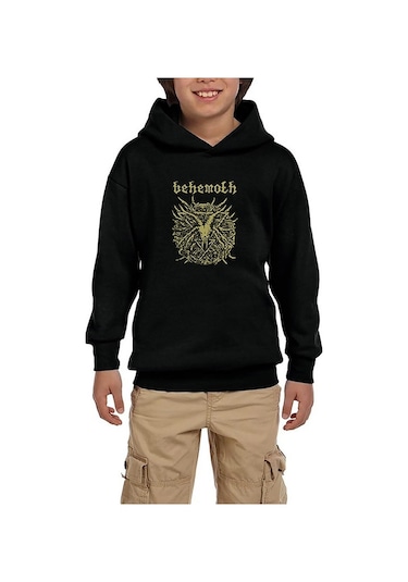 Behemoth Goat Pentagram Siyah Çocuk Kapşonlu Sweatshirt Siyah