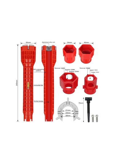 Lemestar 14'lü Multifonksiyonel Lavabo Anahtarı - Mutfak Ve Banyo Boru Montajı, Faucet Ve Valf Demontaj Aracı Diğer