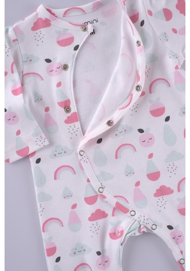 Boumini Pamuklu 2'li Bebek Patikli Tulum Desenli Pembe Pembe