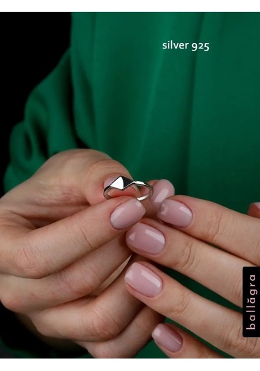 Ballagra İnce Gümüş Elmas Yüzük 41519593 Gri