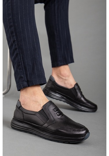 Atom Bağsız Baskılı Siyah Erkek Comfort Ayakkabı-2140-SIYAH