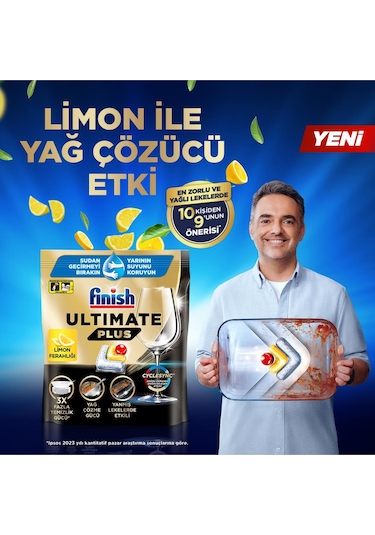Finish Ultimate Plus Hepsi Bir Arada Limon Ferahlığı Bulaşık Makinesi Deterjanı 105 Tablet