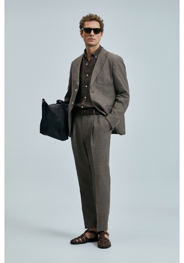 Lufian Jaques Spor Erkek Blazer Ceket Slim Fit Kahverengi Kahverengi 111140172100400 Kahverengi