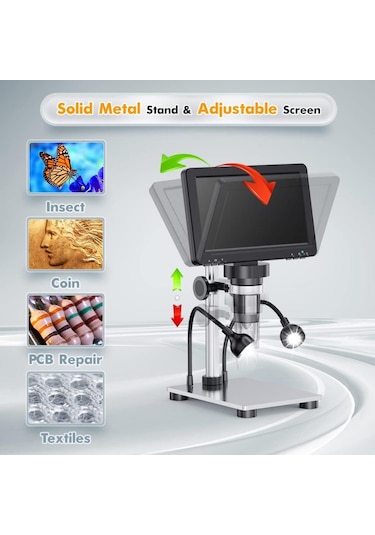 Dm9 7 ''hdmı Dijital Mikroskop 1200x Ips Ekranlı Lehimleme Mikroskobu