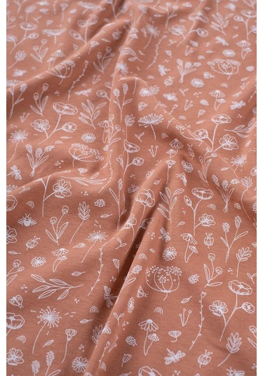 Boumini 85X85 Cm Pamuklu Çift Katlı Bebek Battaniyesi Bahar Çiçekli Kiremit - Kiremit