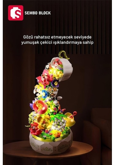 Sembo Block Huayan Cayı Muzikli Florist Seti 575 Parça Yapı Blokları
