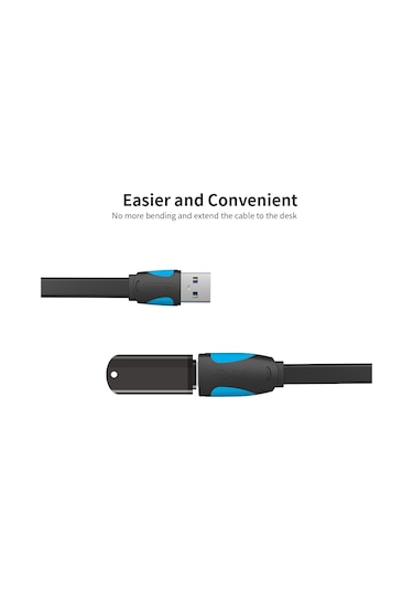 Teltree Ventıon Usb 3.0 Uzantı Kablosu Erkek-bayan 5gbps Hızlı Veri Transferi, Evrensel Uyumlu, 2 Metre Siyah, Kestirme Gereksiz