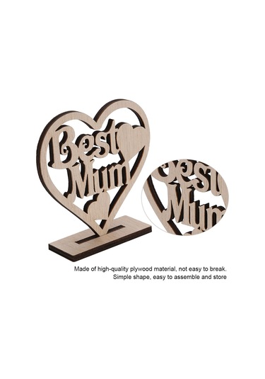 Vkemall Ahşap Kalp Figürü - En İyi Anne Hediyesi, Açık Desenli, Doğum Günü/mother's Day Hatıra Dekorasyonu
