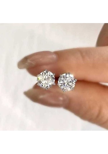 Flybuy İlham Veren Gümüş Moissanite Küpe - 1.50 Ct, 0.5-2 Ct, D Renk, Silver, 925 Gümüş, Kadınlar İçin, Lab Oluşturulan Elmas, Ccgt Sertifikalı Gümüş