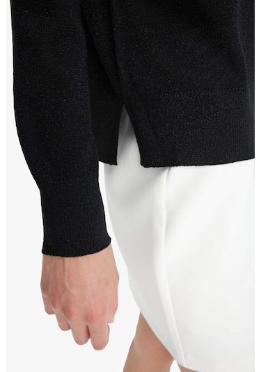 Defacto - Regular Fit Bisiklet Yaka Triko Kazak C6818AX24WN Siyah