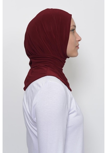 Çıtçıtlı Hazır Eşarp Hijap Koyu Bordo