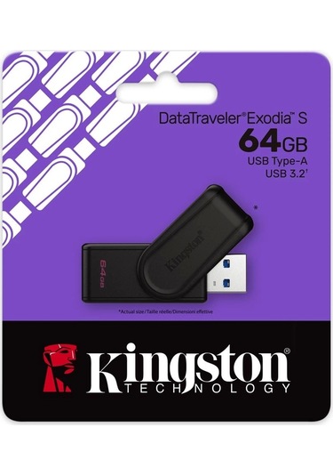 Kingston Dtxs-64gb 64gb Portable Usb 3.2 Gen1 Datatraveler Exodias Black-black Flash Bellek