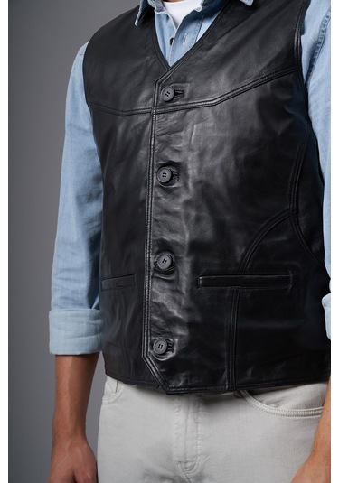 Alcide Siyah Deri Yelek 118518 001