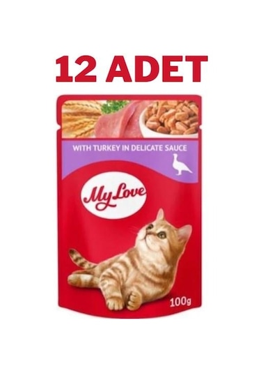 My Love Sos İçinde Hindi Etli Pouch Yetişkin Kedi Maması 12 x 100 G