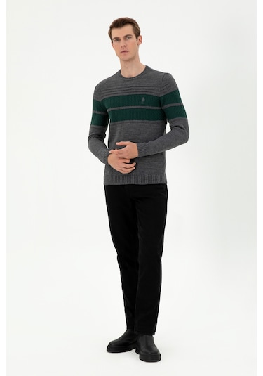 U.S. Polo Assn. Erkek Slim Fit Bisiklet Yaka Antrasit Melanj Kazak 50293041-VR081 U.S. Polo Assn. Erkek Slim Fit Bisiklet Yaka Antrasit Melanj Kazak 50293041-VR081