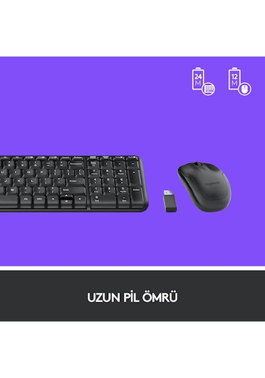 Mk220 Kablosuz Türkçe Klavye Mouse Seti - Siyah