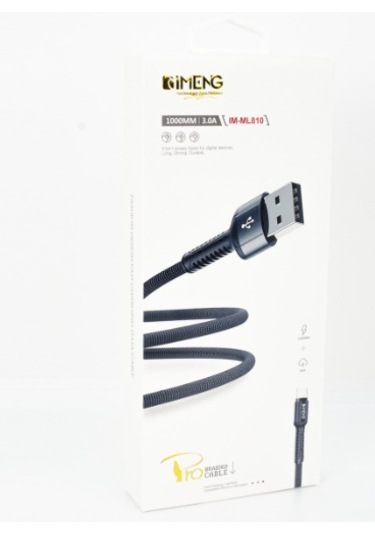 İmeng ML810 3 A Usb A To Micro Pro Braided Örgülü Data Ve Hızlı Şarj Kablosu Siyah