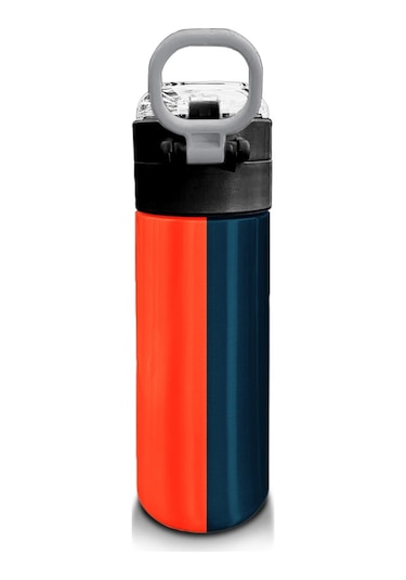 Coral High Kids Lacivert Turuncu Çizgili Pipetli Ve Direkt İçim Çelik Termos 500 Ml 31998 Lacivert - Turuncu