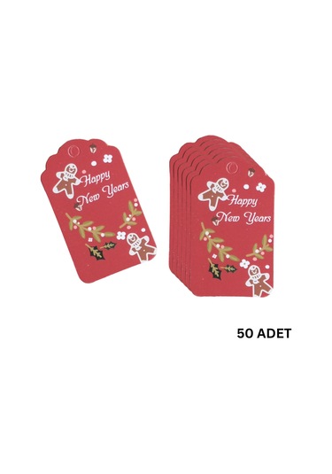 Yılbaşı Happy New Years Yazılı Hediye Etiketi, Yeniyıl Paketleme