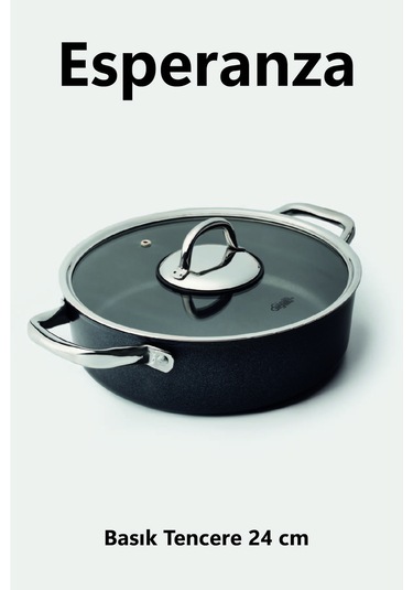 Esperanza 24 Cm Basık Tencere Siyah Siyah