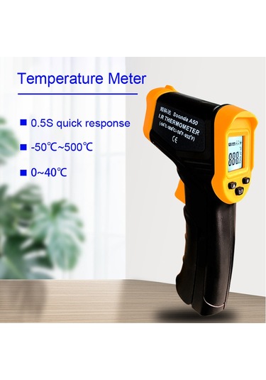 Youtek El Tipi Entegre Lcd Ekranlı Enfrared Sıcaklık Ölçer -50 C/+500 C, Dokunmadan Ölçüm, C/ F Değiştirme, Ev Kullanıma Uygun Pil Dahil Değil