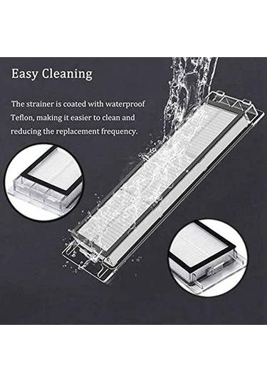 Moveevo Xiaomi Taş Robot Süpürge Fırça Ve Hepa Filtre Seti - 2 Adet Ana Fırça + 4 Yan Fırça + 4 Filtre