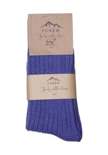 Fonem Kadın Likralı Derby Yünlü Çorap Fo 8004 Mor