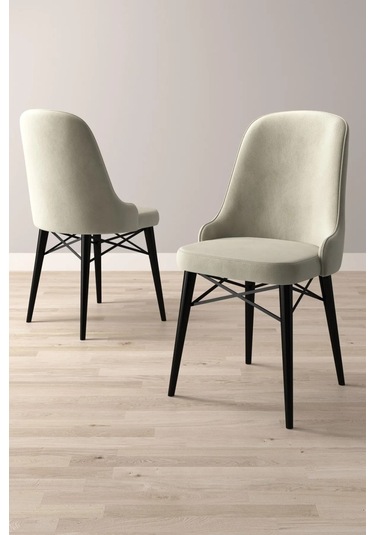 Nova Serisi, 1 Adet Krem Mutfak Sandalyesi, Siyah Gürgen Ayak, 1. Sınıf Babyface Kumaş