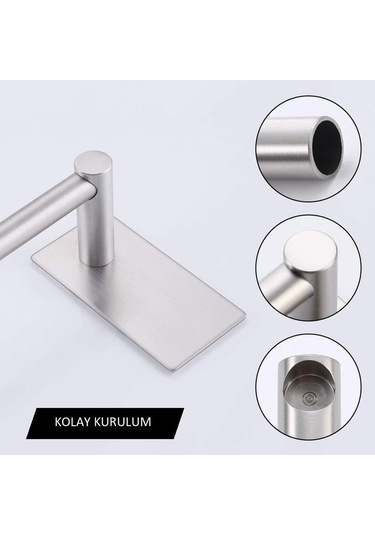 Zift Unique Paslanmaz Çelik Havlu Askılığı / Havluluk - Yapışkanlı Sistem - Altomonte 50cm Tam Havlu Ölçüsü Diğer
