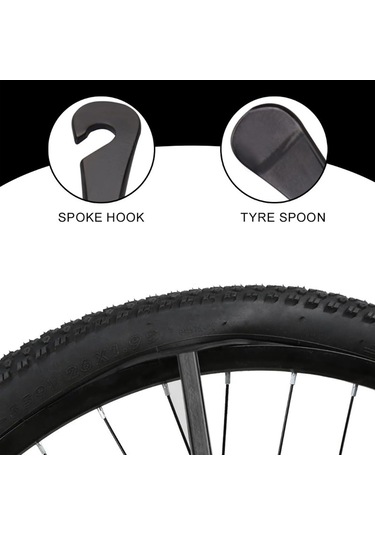 Sones 2 Adet Metal Bisiklet Lastiği Kaldırma Çubuğu Kolları Dağ Bisikleti Lastiği Çıkarma Aletleri Siyah