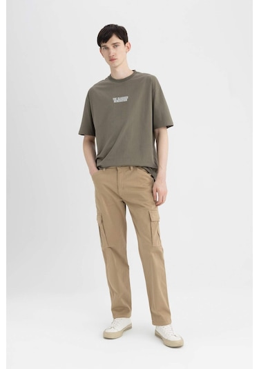 DeFacto Gabardin Pantolon Kargo Cepli Düz Paça B6366AX24SPBG220 Bej DeFacto Gabardin Pantolon Kargo Cepli Düz Paça B6366AX24SPBG220 Bej