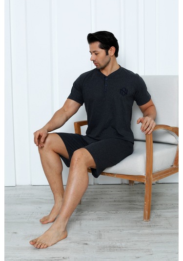 Yüksek Kaliteli Pamuk Penye: Erkekler İçin Mevsimlik 3 Parça Kısa Kollu Pijama Takımı Babalar Günü Hediyesi Füme Yüksek Kaliteli Pamuk Penye: Erkekler İçin Mevsimlik 3 Parça Kısa Kollu Pijama Takımı Babalar Günü Hediyesi Füme