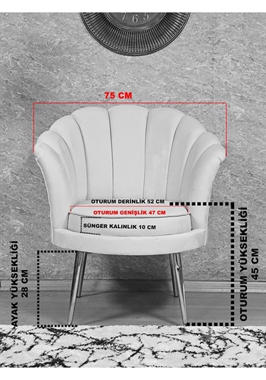 Tekli İstiridye Beyaz Boyalı Sivriltme Ayak Çay Seti Koltuk Tekli Çok Renkli