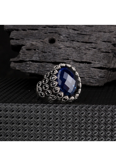 Tesbihsepetim Zirkon Taşlı Damla Model 925 Ayar Gümüş Yüzük