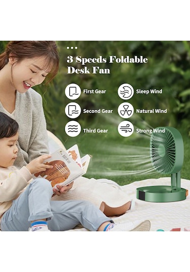 Honmex Taşınabilir Katlanabilir Masaüstü Fan 3 Hızlı Rüzgar Modu 2000mah Pil Usb Şarjlı Ev, Ofis, Seyahat İçin