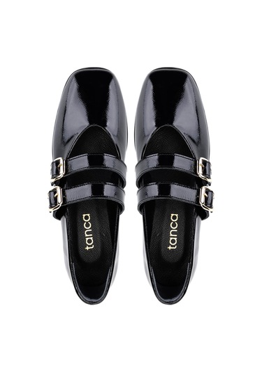 Tamer Tanca Kadın Hakiki Deri Siyah Rugan Babet Ayakkabı 899 12625 Bn Ayk Sk25-26 Sıyah Krsk Rgn Siyah Kırışık Rugan