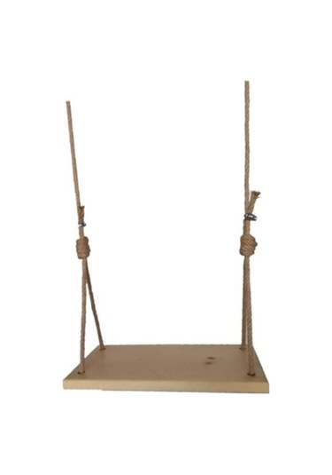 KONYALPG Dekoratif Dogal Ahşap Jut Halatlı Salıncak Büyük Boy Sal Doğal