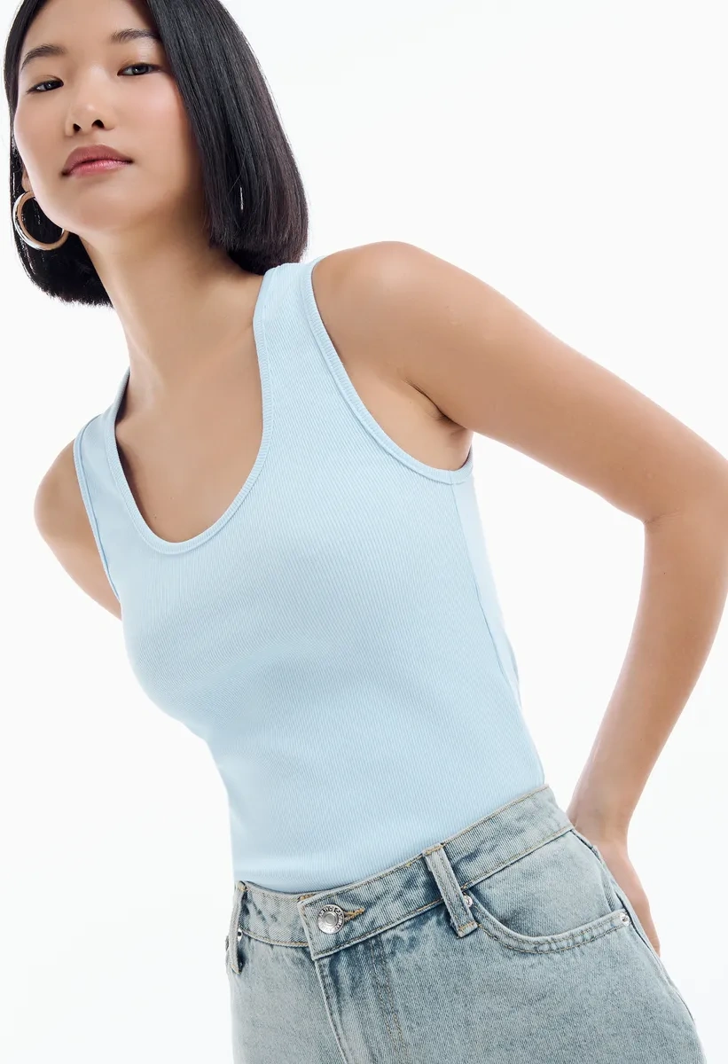 Tvoe Geniş Askılı Çizgili Atlet 436014718 Açık Mavi