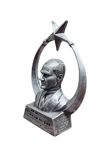 Atatürk Ayyıldız Biblo Heykel Gri