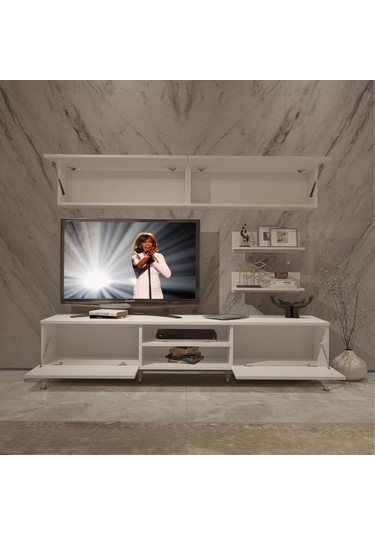 Decoraktiv Eko 5 Mdf Dvd Gold Tv Ünitesi Tv Sehpası Beyaz