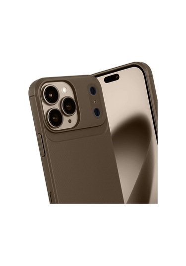 İphone Uyumlu 17 Pro Kılıf Focus Carbon Silikon Kapak Kahverengi