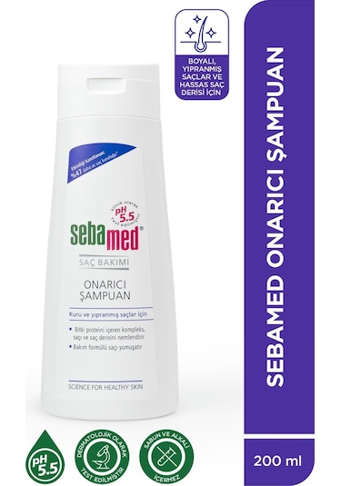 Sebamed Kuru ve Yıpranmış Saçlar İçin Nemlendirici Etkili Onarım Şampuanı 200 ML