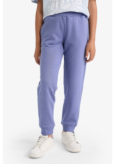 Defacto Kız Çocuk Standart Fit Basic Düz Beli Lastikli Jogger Eşofman Altı Y1226a625aupr510 Mor